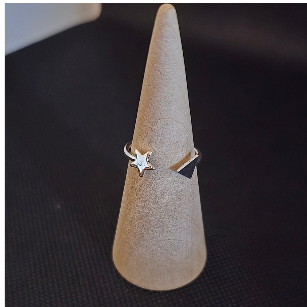 Goldtone‎ Star and Arrow Open Bypass Ring Celestial Minimalist Adjustable Band